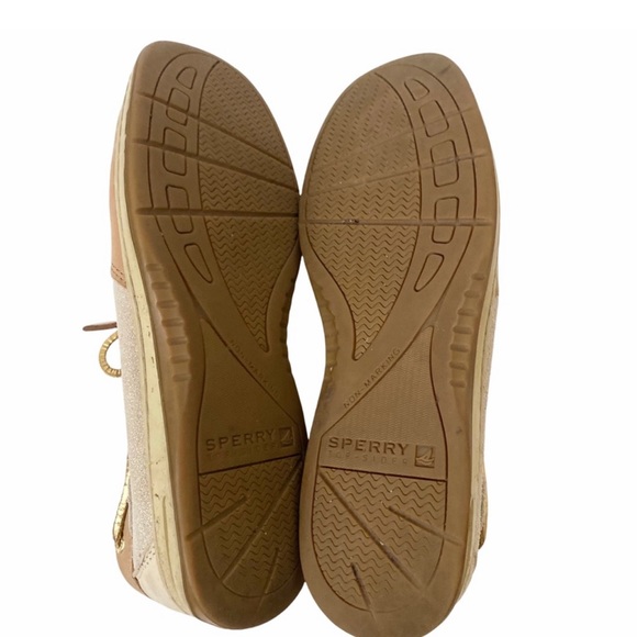 Sperry Tan Leather Sparkly Boat Shoes - Picture 8 of 11